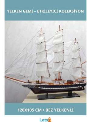 Letsii Ahşap Yelken Gemi 120X105 cm Büyük Dekoratif Parça