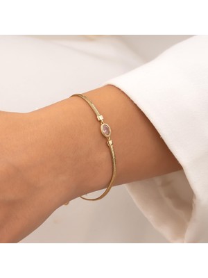 Hakan Mücevherat 14 Ayar Renkli Pembe Taşlı Bileklik