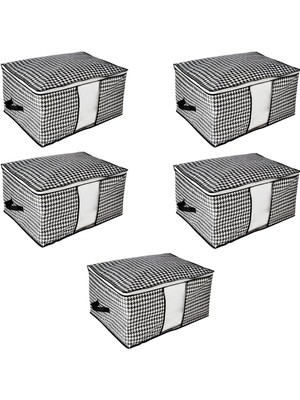 Storemax 5 Adet Boy Pencereli Hurç Seti 64X46X34 Büyük Boy Yorgan Hurcu Battaniye Yastık Altı Dolap Üstü Çeyiz Bohçası Düzenleyeci Organizer