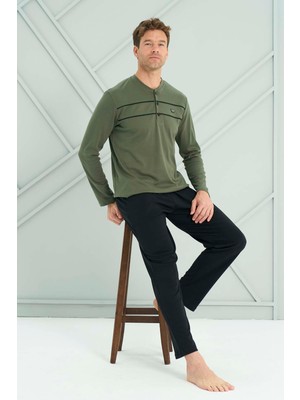 Remsa Erkek Penye Uzun Kol Pijama Takımı 2210 Acı YEŞIL01