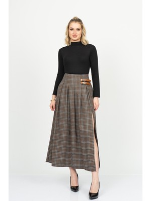 MissVina Royal Plaid Slit Skirt – Ekose Premium Long Skirt 6831