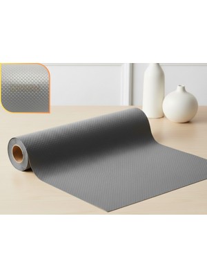 Almital Mobilya Aksesuarlari Almital 48 cm x 1 m koyu gri kabartma nokta desenli suni deri, Çekmece İçi Kaydırmaz Halı , çekmece halısı, raf örtüsü