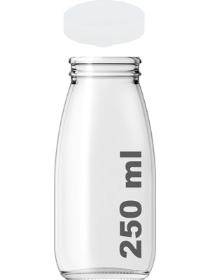 Storemax 250 ml Şeffaf Süt, Ayran,, Meşrubat Şişesi 250 cc Plastik Kapaklı Boş Cam Şişe 6 Adet