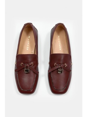 Nilufarr Mata Bordo Hakiki Deri Kadın Loafer