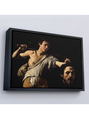 Oxyteez Ahşap Çerçeveli Caravaggio - David With The Head Of Goliath, Davud Goliath'ın Başı TABLOSU-7066