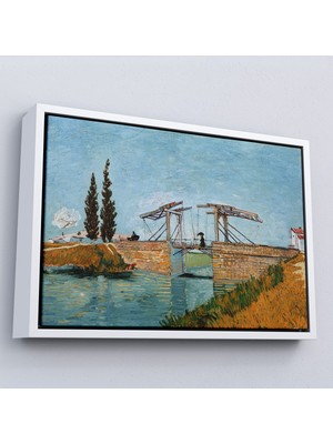 Oxyteez Ahşap Çerçeveli Vincent Van Gogh Arles'taki Langlois Köprüsü Tablo - Langlois Bridge At ARLES-7171