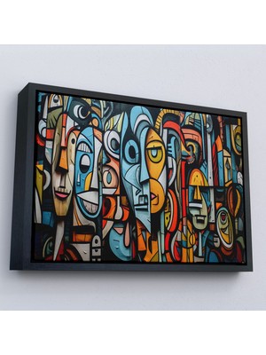 Oxyteez Ahşap Çerçeveli Kübizm Grafiti TABLOSU-7227