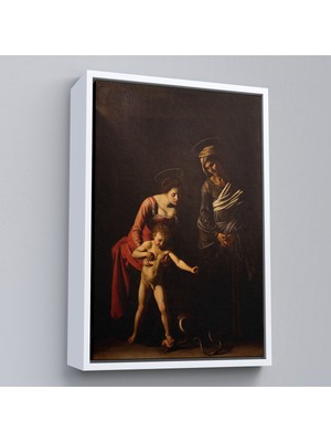 Oxyteez Ahşap Çerçeveli Caravaggio - Madonna ve Çocuk, Aziz Anne Ile TABLO-7359