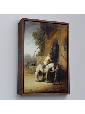 Oxyteez Ahşap Çerçeveli Rembrandt - Iyi Samiriyeli Tablo - The Good SAMARITAN-7430