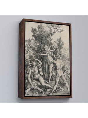 Oxyteez Ahşap Çerçeveli Albrecht Dürer - Herkül Yol Ayrımında Tablo - Hercules At The CROSSROADS-7326