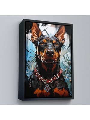 Oxyteez Ahşap Çerçeveli Doberman TABLOSU-7828