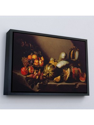 Oxyteez Ahşap Çerçeveli Caravaggio - Meyveli Natürmort Tablo - Still Life With FRUIT-7134