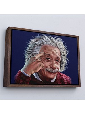Oxyteez Ahşap Çerçeveli Albert Einstein TABLOSU-7252