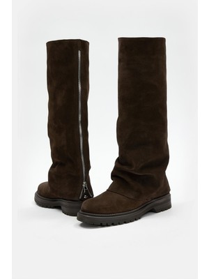 Nilufarr Helia Acı Kahve Süet Hakiki Deri Kadın Çizme