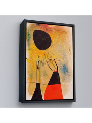 Oxyteez Ahşap Çerçeveli Joan Miro - Deux Şahsiyetler TABLOSU-8110