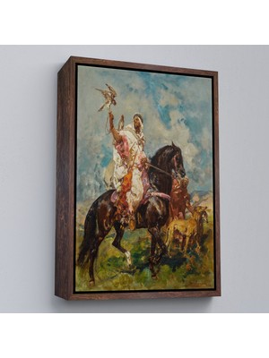 Oxyteez Ahşap Çerçeveli Henri Emilien Rousseau - Şahin Avcısı Tablo - The FALCONER-7428