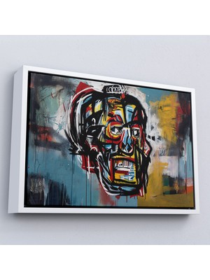 Oxyteez Ahşap Çerçeveli Jean Michel Basquiat'in Untitled Kafatası TABLOSU-7266