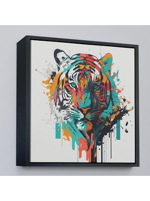 Oxyteez Ahşap Çerçeveli Renkli Kaplan TABLOSU-8330