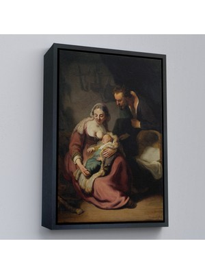 Oxyteez Ahşap Çerçeveli Rembrandt - Kutsal Aile Tablo - The Holy FAMILY-7431