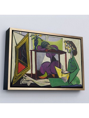 Oxyteez Ahşap Çerçeveli Pablo Picasso - Iç Mekanda Bir Kız Çizimi TABLO-7081