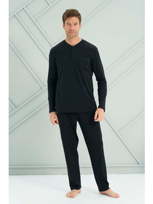 Remsa Erkek Penye Uzun Kol Pijama Takımı 2207 SIYAH02