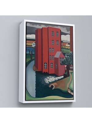 Oxyteez Ahşap Çerçeveli Auguste Herbin - Kırmızı Ev Tablosu -The Red HOUSE-7347