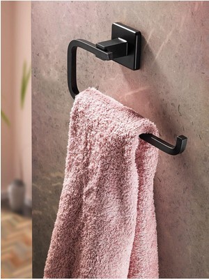 Storemax Haus Ömür Boyu Paslanmaz Solo Havluluk ve Havlu Askılığı Siyah D-009