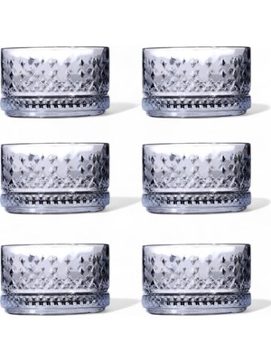 Storemax Lüx Büyük Cam Sunum Seti 6'lı, Kesme Cam Dondurmalık ve Tatlı Sunum, 9 cm x 5 cm