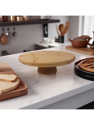 Storemax Ayaklı Yüksek Bambu Sunum Tabağı | Yükseltici Ayaklı Bambu Sunum Tepsisi –, Şık ve Dayanıklı (20CM*20CM*6CM)