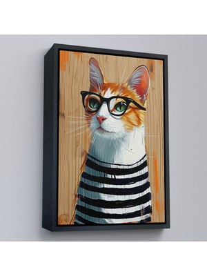 Oxyteez Ahşap Çerçeveli Cool Kedi TABLO-7644