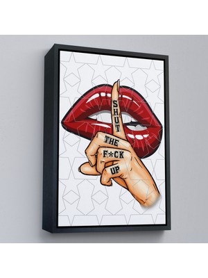 oxyteez ahşap çerçeveli kapat çeneni tablosu - shut the  up-7780