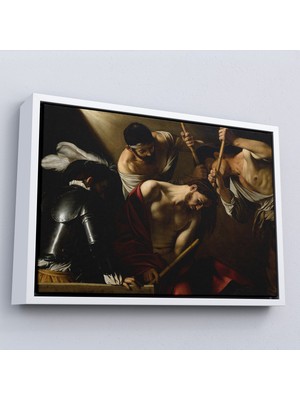 Oxyteez Ahşap Çerçeveli Caravaggio - Dikenlerle Taçlandırma Tablo - The Crowning With THORNS-7142