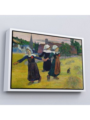 Oxyteez Ahşap Çerçeveli Paul Gauguin Bretonlu Kızlar Dans Tablosu