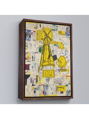 Oxyteez Ahşap Çerçeveli Jean-Michel Basquiat - Yel Değirmeni Tablosu - WINDMILL-7383