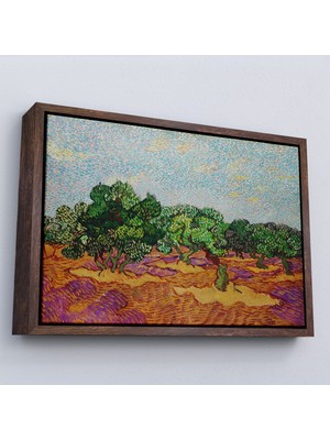 Oxyteez Ahşap Çerçeveli Vincent Willem Van Gogh - Zeytin Ağaçları Tablosu - Olive TREES-7155