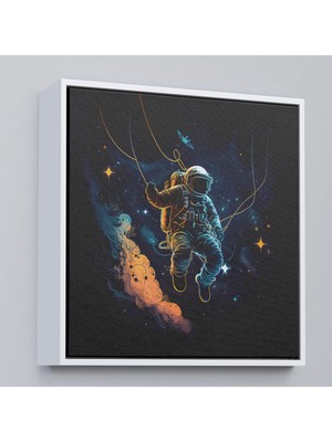Oxyteez Ahşap Çerçeveli Uzayda Sallanan Astronot TABLOSU-8312