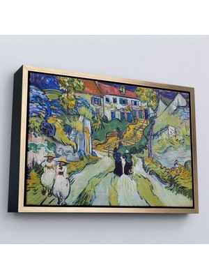 Oxyteez Ahşap Çerçeveli Vincent Willem Van Gogh - Auvers'deki Merdiven Tablosu - Stairway At AUVERS-7158