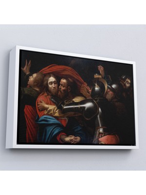 Oxyteez Ahşap Çerçeveli Caravaggio -Isanın Inişi Tablo - The Taking Of CHRIST-7146