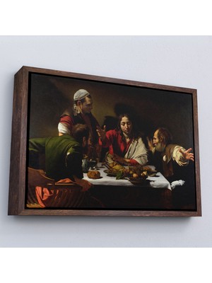 Oxyteez Ahşap Çerçeveli Caravaggio - Emmaus'ta Akşam Yemeği Tablo - Supper At EMMAUS-7137