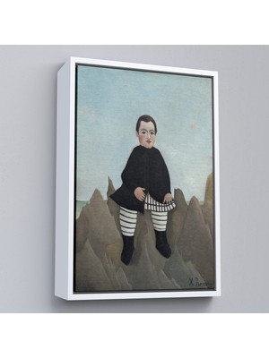 Oxyteez Ahşap Çerçeveli Henri Rousseau - Kayaların Üzerindeki Çocuk Tablosu - Boy On The ROCKS-8083