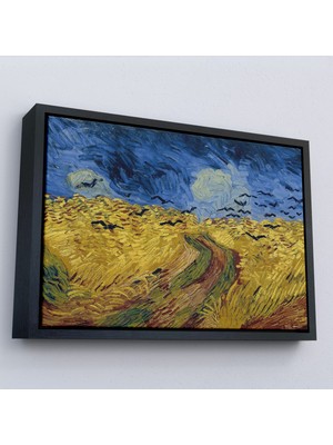 Oxyteez Ahşap Çerçeveli Vincent Willem Van Gogh - Kargalarla Buğday Tarlası TABLO-7190