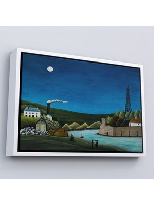 Oxyteez Ahşap Çerçeveli Henri Rousseau -Suresnes'teki Seine Nehri Tablo - The Seine At SURESNES-7093