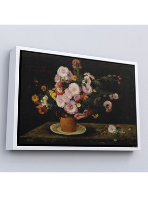 Oxyteez Ahşap Çerçeveli Aster Buketi, 1859, Gustave Courbet TABLO-7059