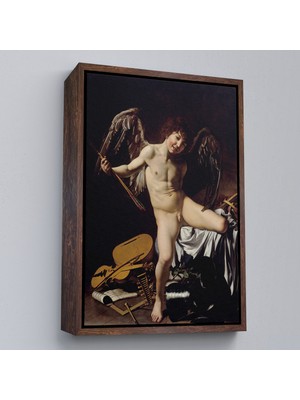 Oxyteez Ahşap Çerçeveli Caravaggio - Aşk Meleği/tanrısı Victor Tablo - Cupid As VICTOR-8060