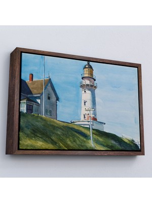 Oxyteez Ahşap Çerçeveli Edward Hopper - Deniz Feneri Tablo - Light At Two LIGHTS-7097