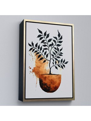 Oxyteez Ahşap Çerçeveli Dekoratif Minimal Bitki TABLOSU-7651