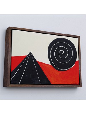 Oxyteez Ahşap Çerçeveli Alexander Calder - Piramit ve Sarmal Tablo - Pyramid And SPIRAL-7111