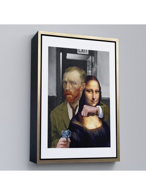 Oxyteez Ahşap Çerçeveli Mona Lisa'yı Rehin Alan Van Gogh TABLO-7761