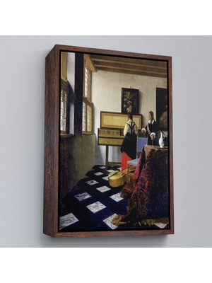 Oxyteez Ahşap Çerçeveli Johannes Vermeer - Müzik Dersi Tablo - The Music LESSON-7348