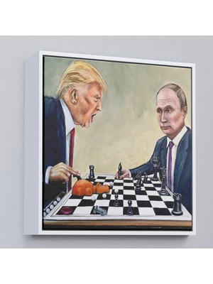 Oxyteez Ahşap Çerçeveli Donald Trump - Vladimir Putin Santranç Oyttç.knvken TABLOSU-8316